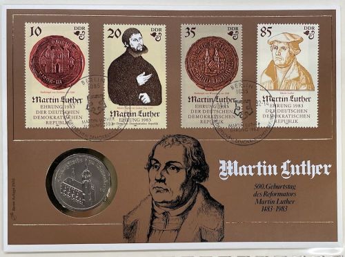 DDR Numisbrief 5 Mark 1983 | Martin Luther Reformation | Worbes 17