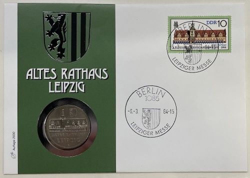 DDR Numisbrief 5 Mark 1984 | Altes Rathaus Leipzig | Worbes 26