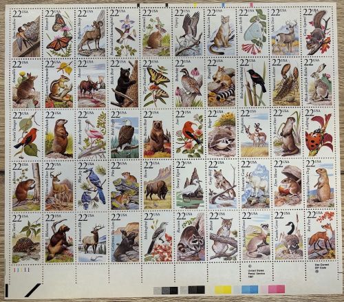 USA 1883-1932 postfrisch ZD-Bogen FN 1 - American Wildlife Fauna 1987