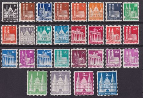 Bizone MiNr. 73-100 wg (73-96+97-100 I) postfrisch - Bauten weit gezähnt