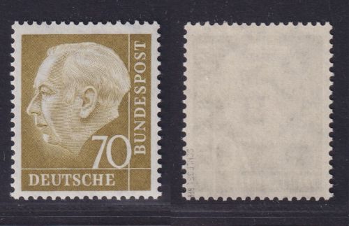 Bund, Michel Nr. 191 postfrisch - 70 Pf. Heuss geprüft Schlegel BPP