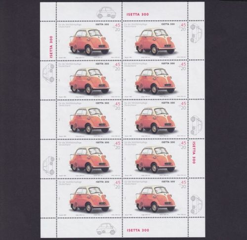 Bund, Michel Nr. 2289 Zehnerbogen postfrisch - BMW Isetta 300 (1960)