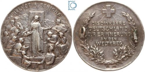 Silbermedaille o.J. (1917) B.H. Mayer "Helvetia Benigna" als Brosche ohne Nadel