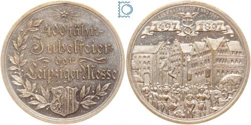 Medaille 400 jährige Jubelfeier der Leipziger Messe 1879 | versilbert PP