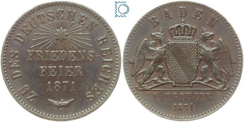 Baden, Friedrich I., 1 Kreuzer | Gedenkkreuzer Auf die Friedensfeier 1971
