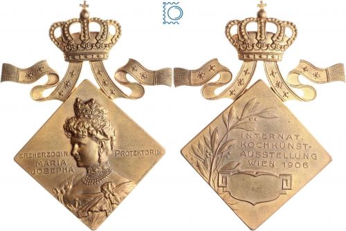 Medaille 1906 | Intern. Kochkunst-Ausstellung, Wien, Maria Josepha mit Etui