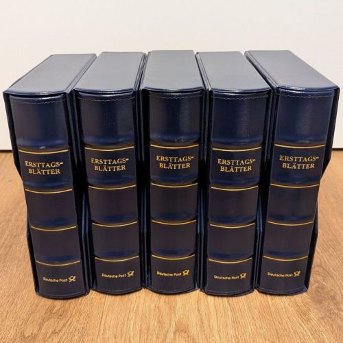 5 x Deutsche Post ETB Alben leer! - Ringbinder mit Schuber blau