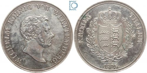 Württemberg, König Wilhelm I., Kronentaler 1825, J. 55