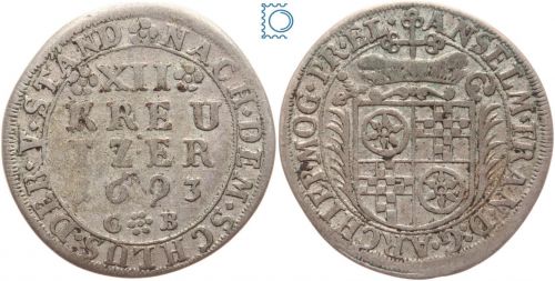 Mainz-Erzbistum 12 Kreuzer 1693 CB Anselm Franz von Ingelheim 1679-1695