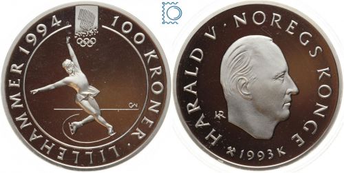 Norwegen, 100 Kronen 1994, 1 Unze, 1 Oz. Silber PP Proof