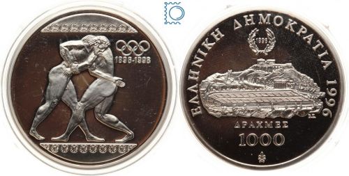 Griechenland 1000 Drachmen 1996 Ringer, 1 Unze, 1 Oz. Silber PP in Kapsel
