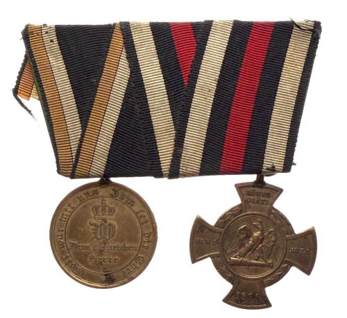 2er Ordensspange Preussen Königgrätz 1866 / Kriegsgedenkmünze 1870/71