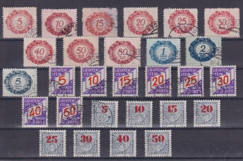 Liechtenstein Portomarken P1-12, 13-20, 21-28 gestempelt komplett