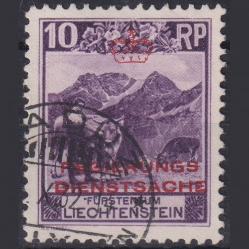 Liechtenstein Dienstmarken D2A gestempelt | 10 Rp schwarzviolett