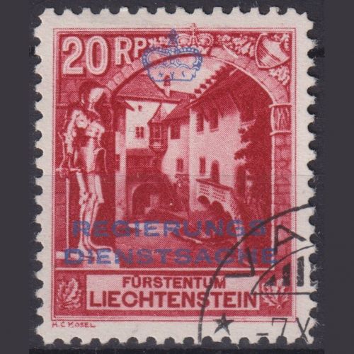 Liechtenstein Dienstmarken D3A gestempelt | 20 Rp dunkelrot