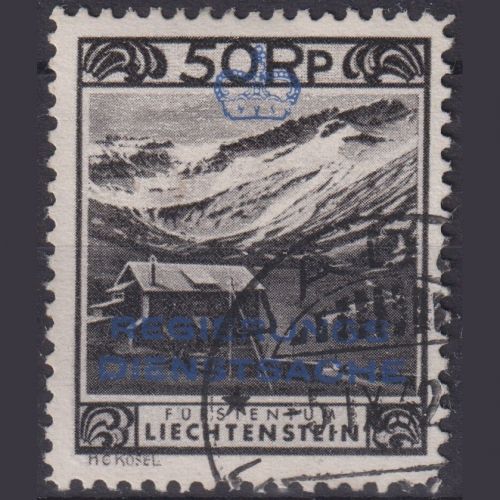 Liechtenstein Dienstmarken D6B gestempelt | 50 Rp braunschwarz