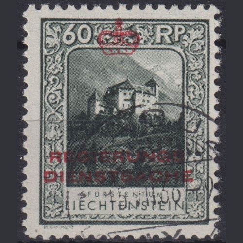 Liechtenstein Dienstmarken D7A gestempelt | 60 Rp schwärzlichgraugrün