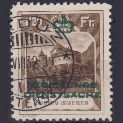 Liechtenstein Dienstmarken D8A gestempelt | 1.20 Fr schwarzockerbraun