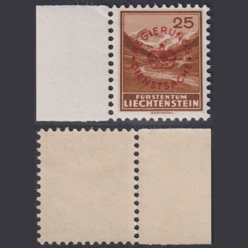 Liechtenstein 1934 - Dienstmarken D 15a postfrisch - 25 Rp Aufdruck rot