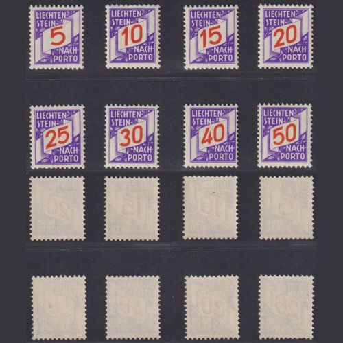 Liechtenstein Portomarken P 13-20 Briefmarke in einwandfrei postfrisch Erhaltung. komplett