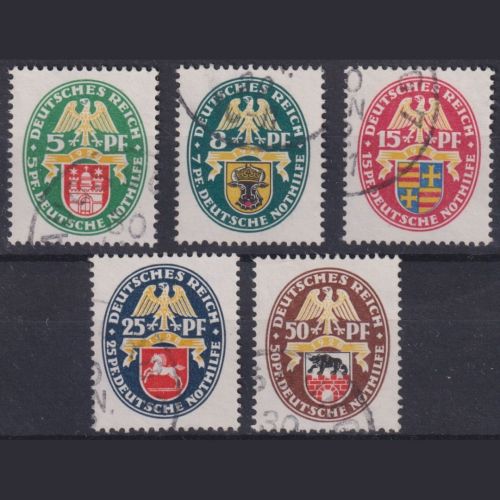 Deutsches Reich MiNr. 425-429 gestempelt, geprüft Schlegel BPP - Nothilfe 1928