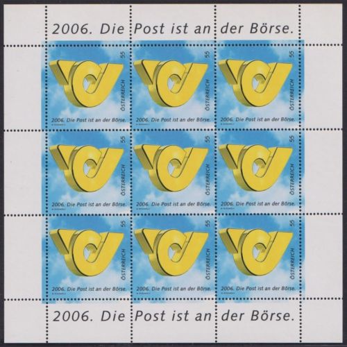 ÖSTERREICH MiNr. 2600 Kleinbogen postfrisch - Die Post an der Börse
