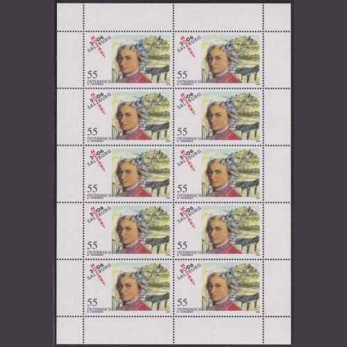 ÖSTERREICH MiNr. 2603 Kleinbogen postfrisch - Wolfgang Amadeus Mozart