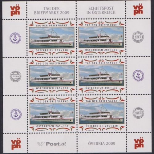 ÖSTERREICH MiNr. 2826 Kleinbogen postfrisch - Tag der Briefmarke - Schiff
