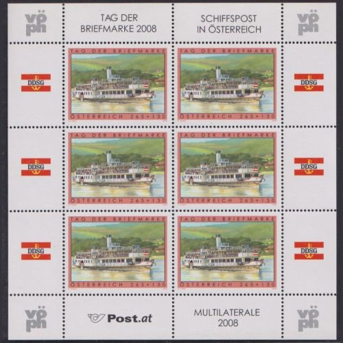 ÖSTERREICH MiNr. 2767 Kleinbogen postfrisch - Tag der Briefmarke Schaufelraddampfer