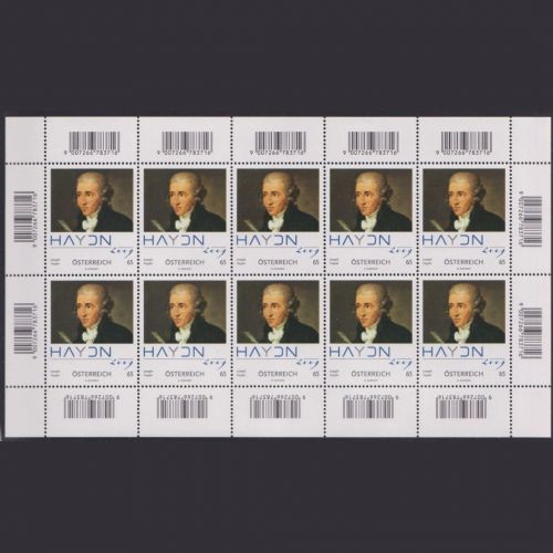 ÖSTERREICH MiNr. 2799 Kleinbogen postfrisch - Todestag von Joseph Haydn