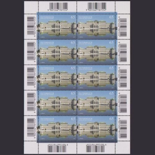 ÖSTERREICH MiNr. 2860 Kleinbogen postfrisch - Schloss Belvedere Wien