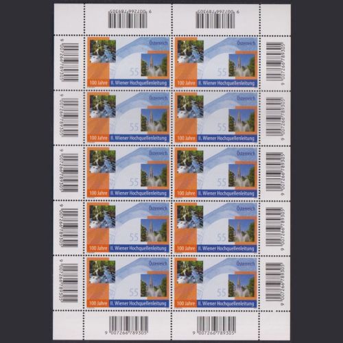 ÖSTERREICH MiNr. 2876 Kleinbogen postfrisch - 100 Jahre Hochquellenleitung