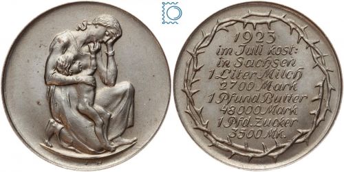 Hungermedaille - Preise im April 1923 - Mutter mit Kind von Friedrich Hörnlein