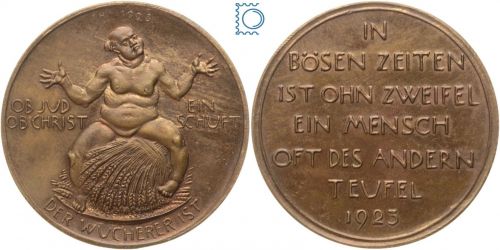 Wuchermedaille - Hungermedaille - Der Wucherer von Friedrich Hörnlein