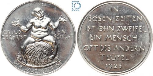 Wuchermedaille - Hungermedaille - Der Wucherer von Friedrich Hörnlein