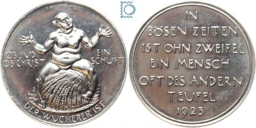 Wuchermedaille - Hungermedaille - Der Wucherer von Friedrich Hörnlein