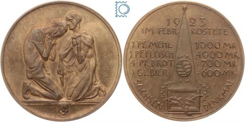 Hungermedaille - Preise im Februar 1923 - Sachsendenkmal von Friedrich Hörnlein