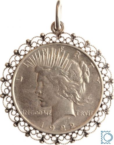 USA Liberty Peace Dollar 1922 als Anhänger mit filgraner Fassung