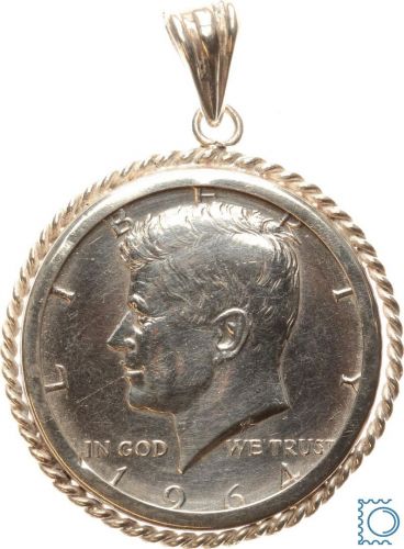 USA Kenndy ½ Dollar Halfdollar 1964 als Anhänger mit schöner Fassung