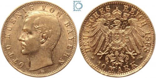 Kaiserreich, 10 Mark Bayern 1898 D Otto, 1886-1913, J.199, Goldmünze
