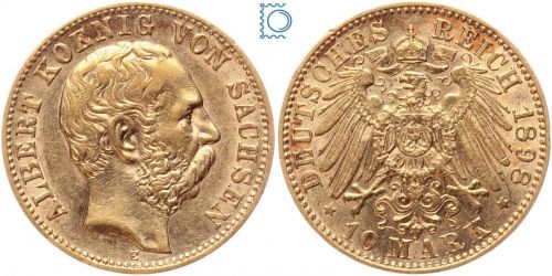 Kaiserreich, 10 Mark Sachsen 1898 E, König Albert, J.263, Goldmünze