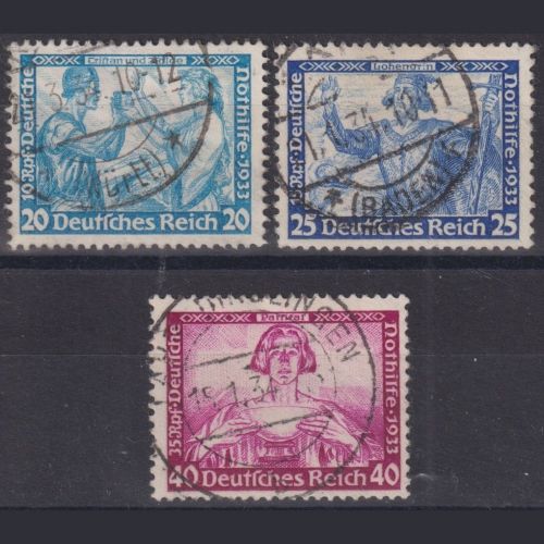 Deutsches Reich Michel-Nr. 505 B, 506 A, 507 A gestempelt - Nothilfe Wagner 1933