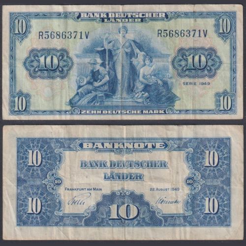 Bank Deutscher Länder 1949 10 Mark P16a Ro.258a - BDL SERIE 1949 Deutsche Mark