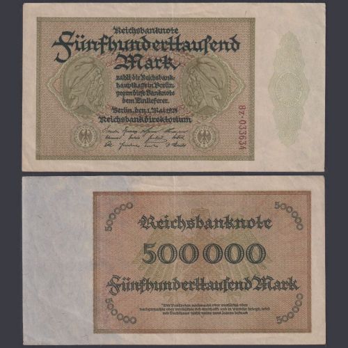 Dt. Reich Fünfhunderttausend Mark 01.05.1923 88f Weimarer Republik Dt. Reichsbank