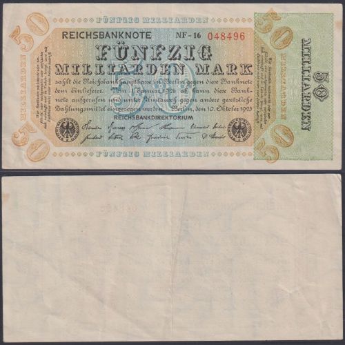 Dt. Reich Fünfzig Milliarden Mark 10.10.1923 Ro.117d P#120 Weimarer Republik