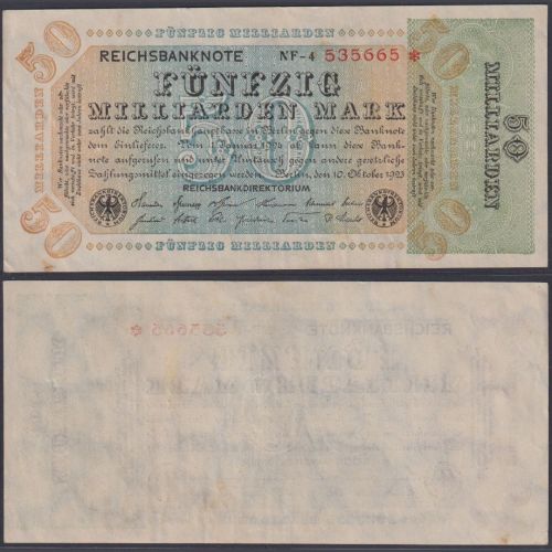Dt. Reich Fünfzig Milliarden Mark 10.10.1923 Ro.117d P#120 Weimarer Republik