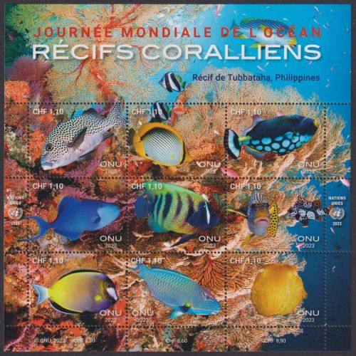 Uno Genf MiNr. 1212-1220 Kleinbogen postfrisch - Welttag der Ozeane Korallenriffe