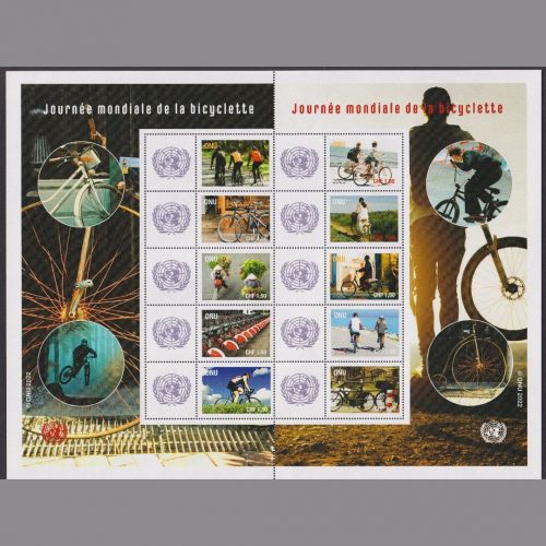 Uno Genf MiNr. 1174-1183 Kleinbogen postfrisch - Grußmarken: Weltfahrradtag