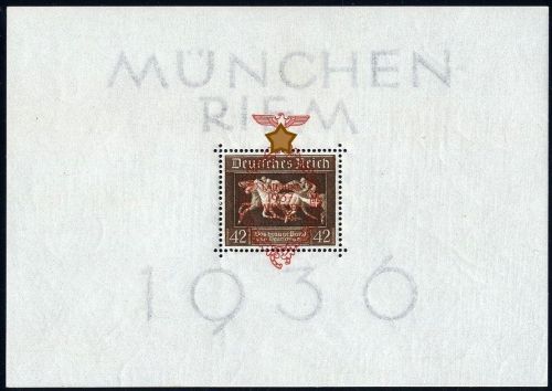 Deutsches Reich, Block 10 ungebraucht mit Falz - MÜNCHEN RIEM BRAUNES BAND