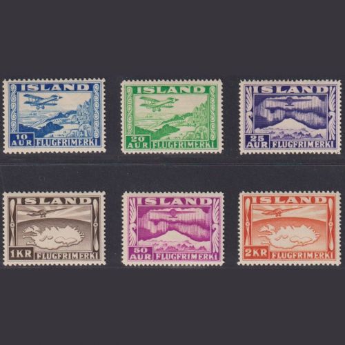 Island MiNr. 175-80 ungebraucht - Aufdruck Flugzeug Gutenberg Reykjavik